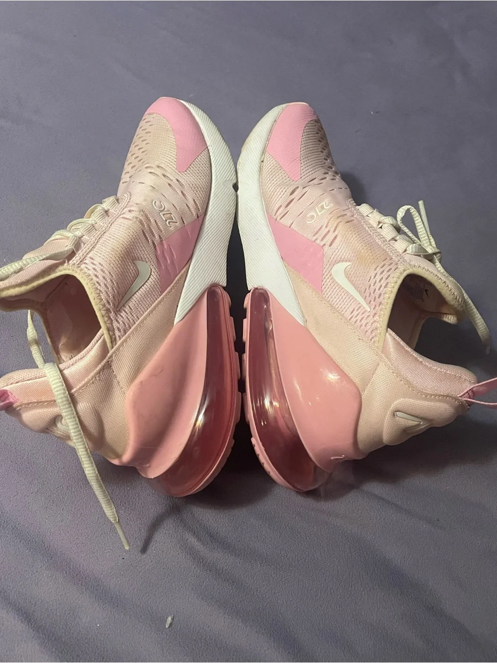 Nike Women's Light Pink and White Air Max-Style Sneakers